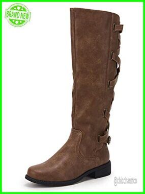 Lace Up Knee High Boots Faux Leather Strappy Low Heel Combat Riding Boots